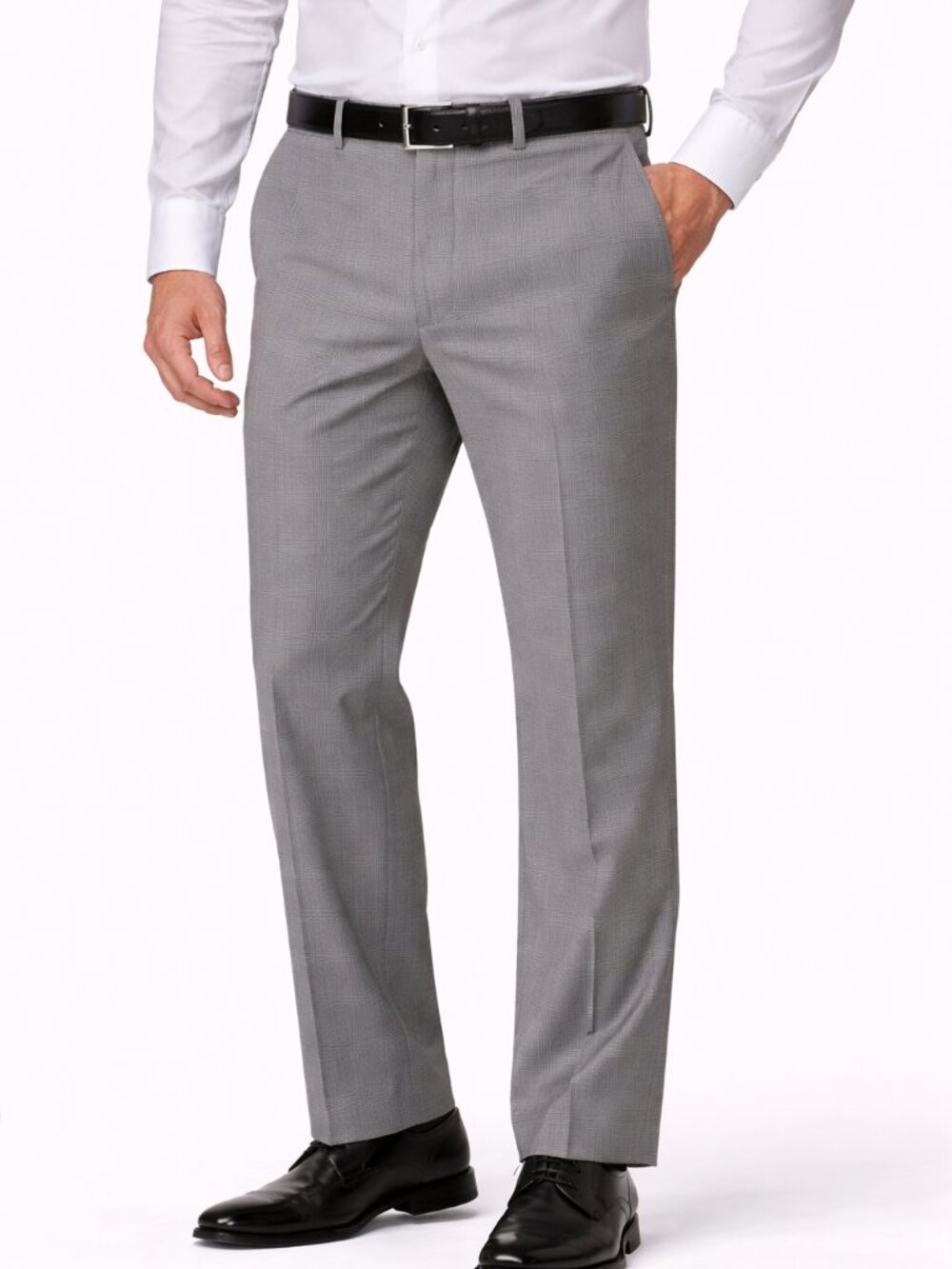 Perry Ellis Portfolio Men's Gray Plaid Dress Pants – Size 34 x 30 – NWT